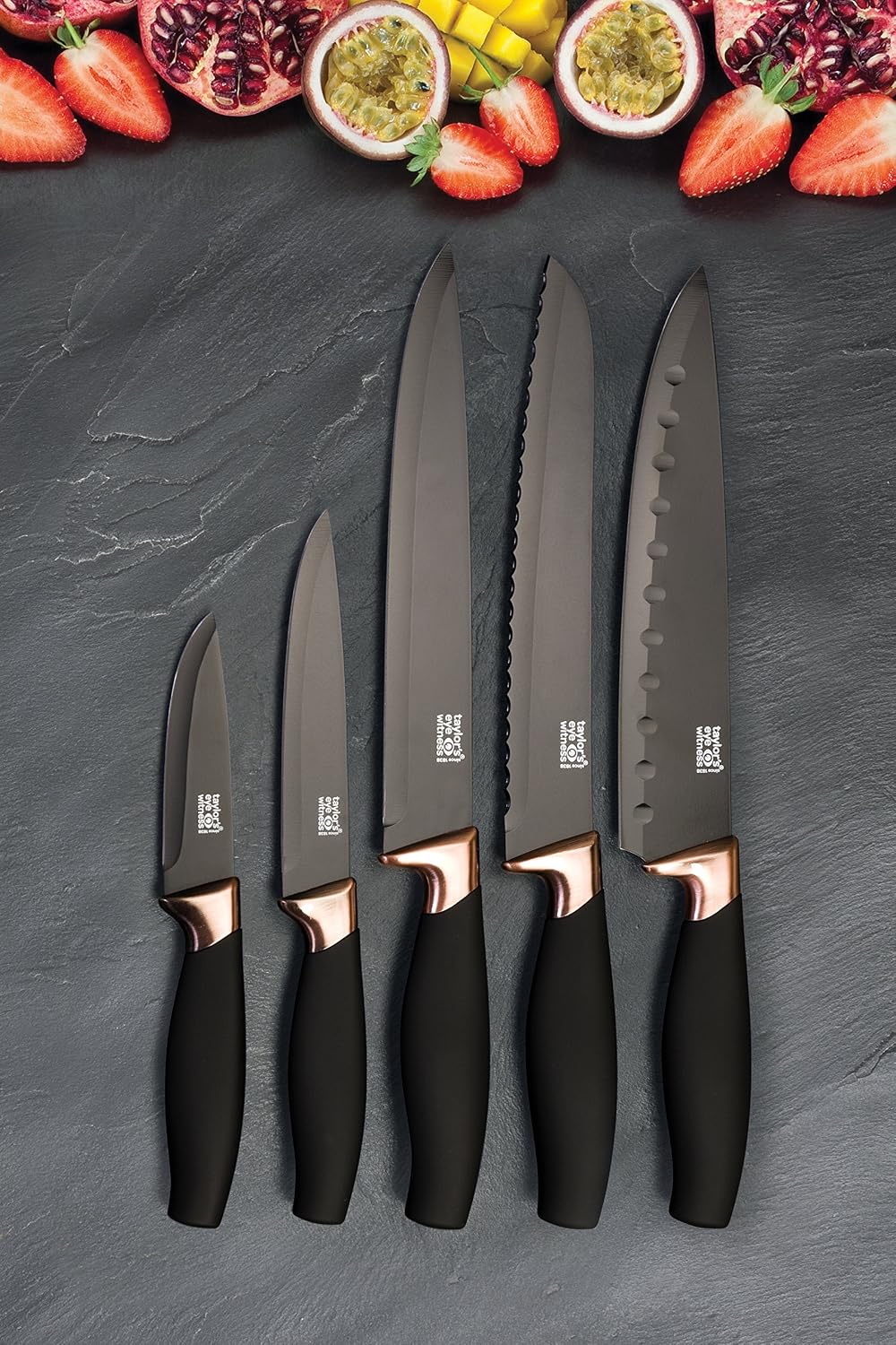 5pc Kitchen Knife Set & Block - Image 5