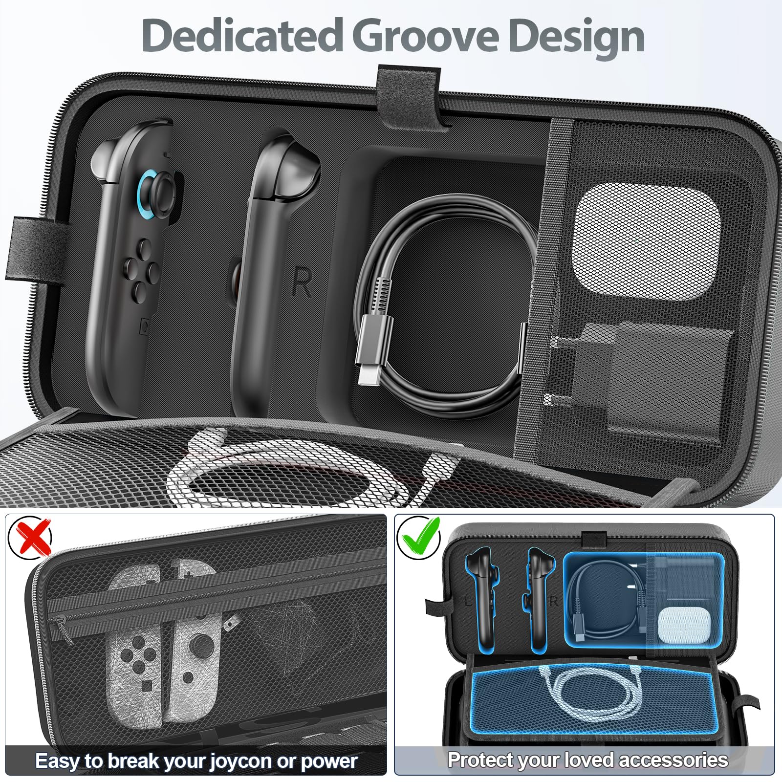 Kytok Switch 2 Tasche kompatibel mit Nintendo 2 2025, große Switch 2 Hülle für 28 Spielkarten, Switch 2 Reisetasche für Switch Zubehörsets, Switch 2 Case Schwarz 2