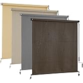 AOSKY Outdoor Roller Shades,Cordless Patio Shades Roll Up Outdoor Blinds,Roller Blinds Cloth for Porch Pergola Balcony Backyard Windows,48" W x 72" H,Mocha