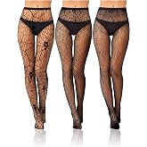 Bencailor 3pcs Halloween Women Fishnet Stocking Tight | Spider Web Skull Leggings, High Waist Pantyhose Lace Trim, Halloween Fishnets, Stretchable Stockings for Gothic Party Outfits