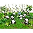 48 PCS Panda Cake Toppers Panda Toy Figure Playset Mini Panda Figures Cute Panda Toys with Model Bamboo Trees for Kids Birthday Party Decorations