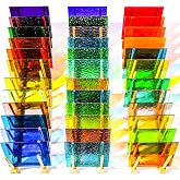 36 Sheets Transparent Stained Glass Sheets, 4 x 6 Inch Assorted Colors | Vibrant Colors, Easy-cut, Cathedral Art Glass and Protective Foam Packing for Mosaics, Suncatchers and Window Art