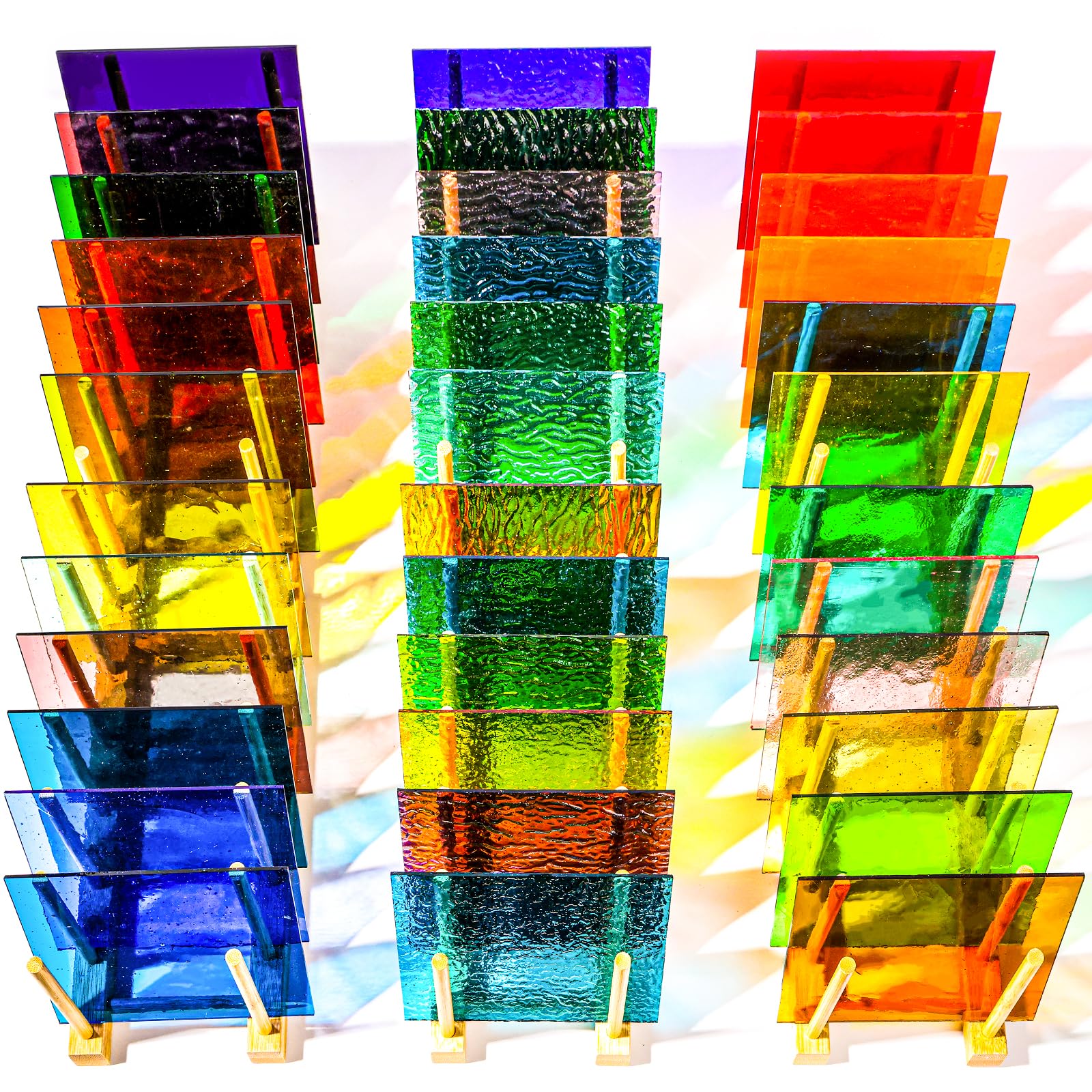 36 Sheets Transparent Stained Glass Sheets, 4 x 6 Inch Mosaic Glass Tiles Bulk for Crafts, Assorted Colors Cathedral Art Glasses Sheets for Stained Glass Making Projects
