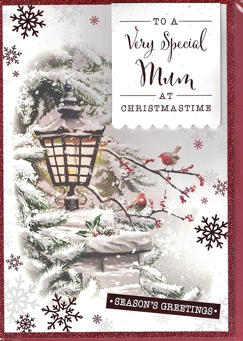 Christmas card mum Mum Christmas Card ~ To A Very Special Mum Christmas Wishes ~ Traditional Xmas Snowman Cottage