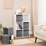 SONGMICS Storage Boxes Set of 6 30 cm Cube Fabric with Handles Heathered Black view 2