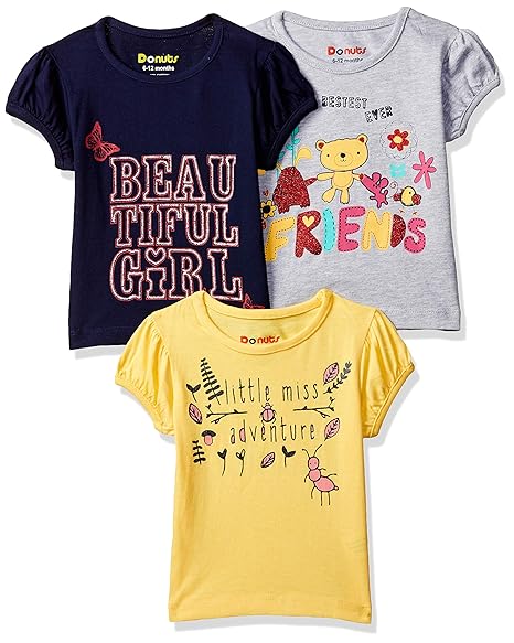 Baby-Girls Regular fit T-Shirt (Pack of 3)