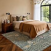 Kokia Boho Botanical Floral 6x9 Washable Rugs, Oriental Soft Non-Slip Sage Green Rugs for Living Room, Farmhouse Bedroom, Kid