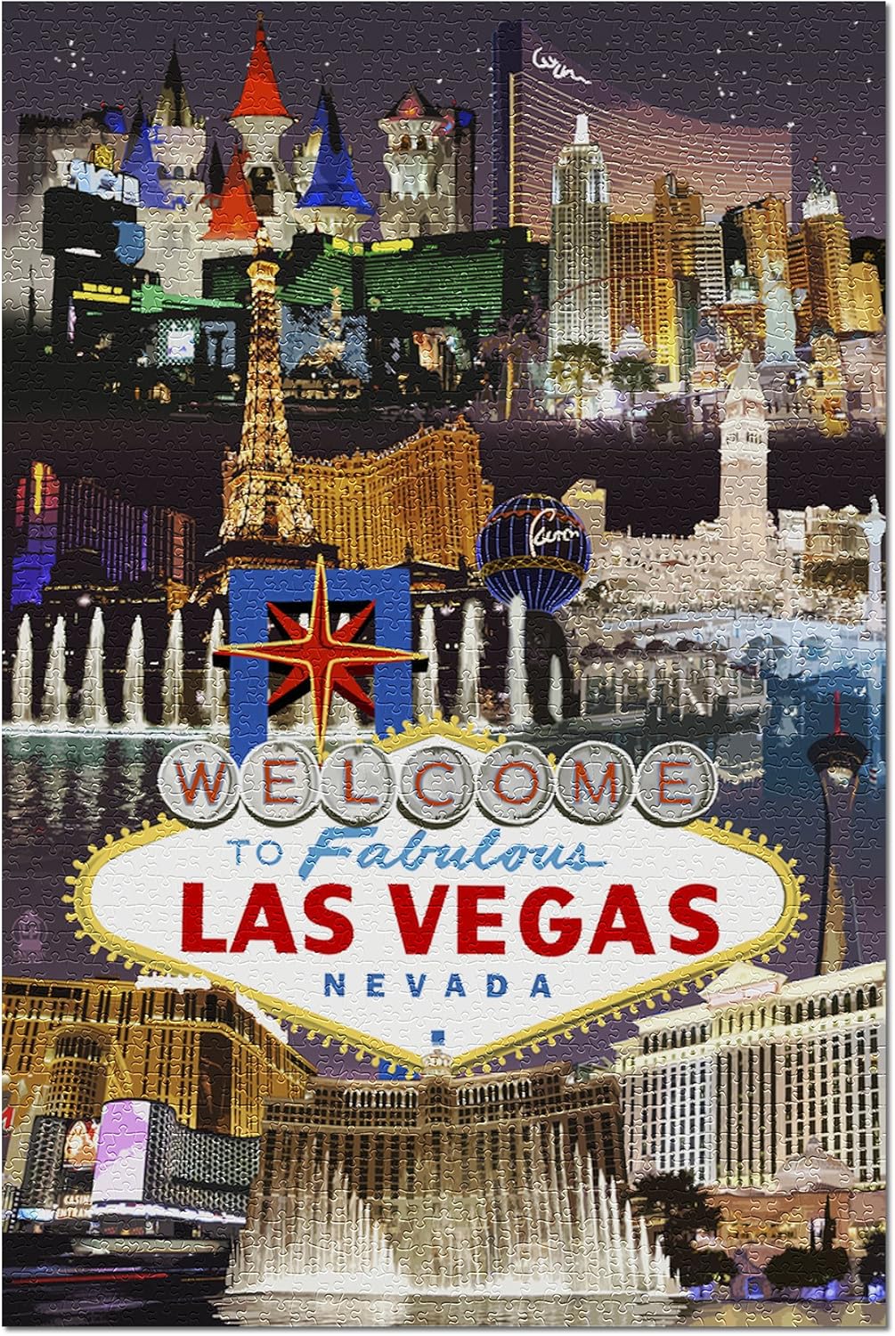 Las Vegas, Nevada - Casinos and Hotels Montage (Premium 1000 Piece Jigsaw Puzzle for Adults, 20x30, Made in USA!)