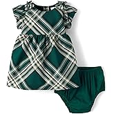 The Children's Place baby-girls And Newborn Short Sleeve Dressy Dress and Diaper Cover Set