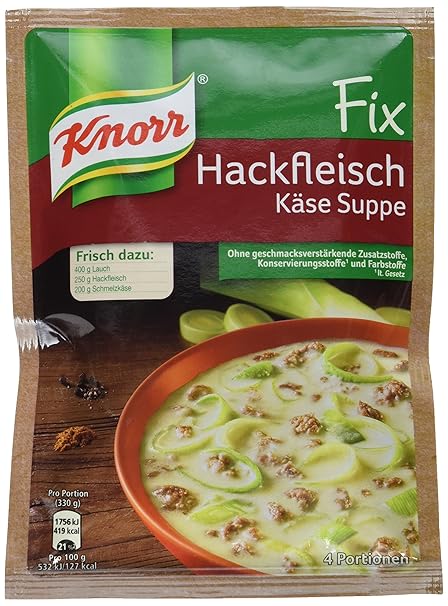Knorr Fix Hackfleisch Käse-Suppe mit Lauch 4 Portionen (13 x 64 g ...