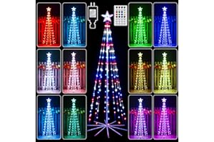 shineshine Christmas Tree Lights 140 LED, RGB 34 Modes Color Changing Christmas Lights with Remote, IP65 Waterproof Outdoor Decorations for Outside Indoor Yard Porch