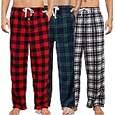 U2SKIIN 3 Pack Mens Fleece Pajama Pants, Warm Plaid Lounge Pj Bottoms for Men with Pockets Soft