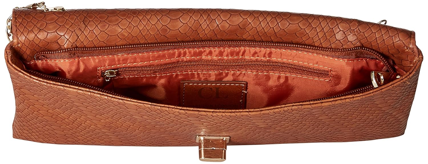 carlton london women's clutch (tan/croc)