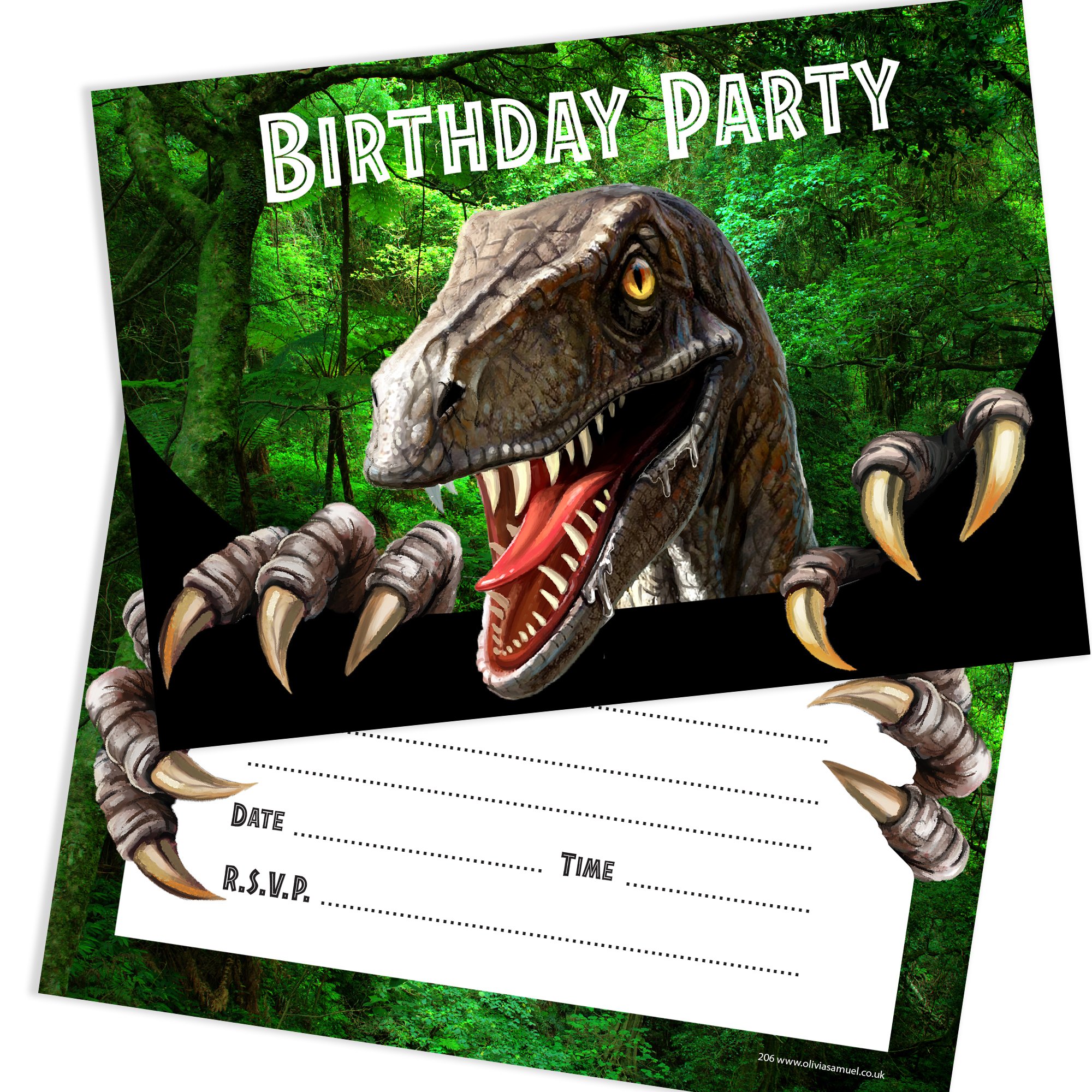 Olivia Samuel 20 x Dinosaur Birthday Party Invites from Ready to Write Birthday Invitations with Envelopes