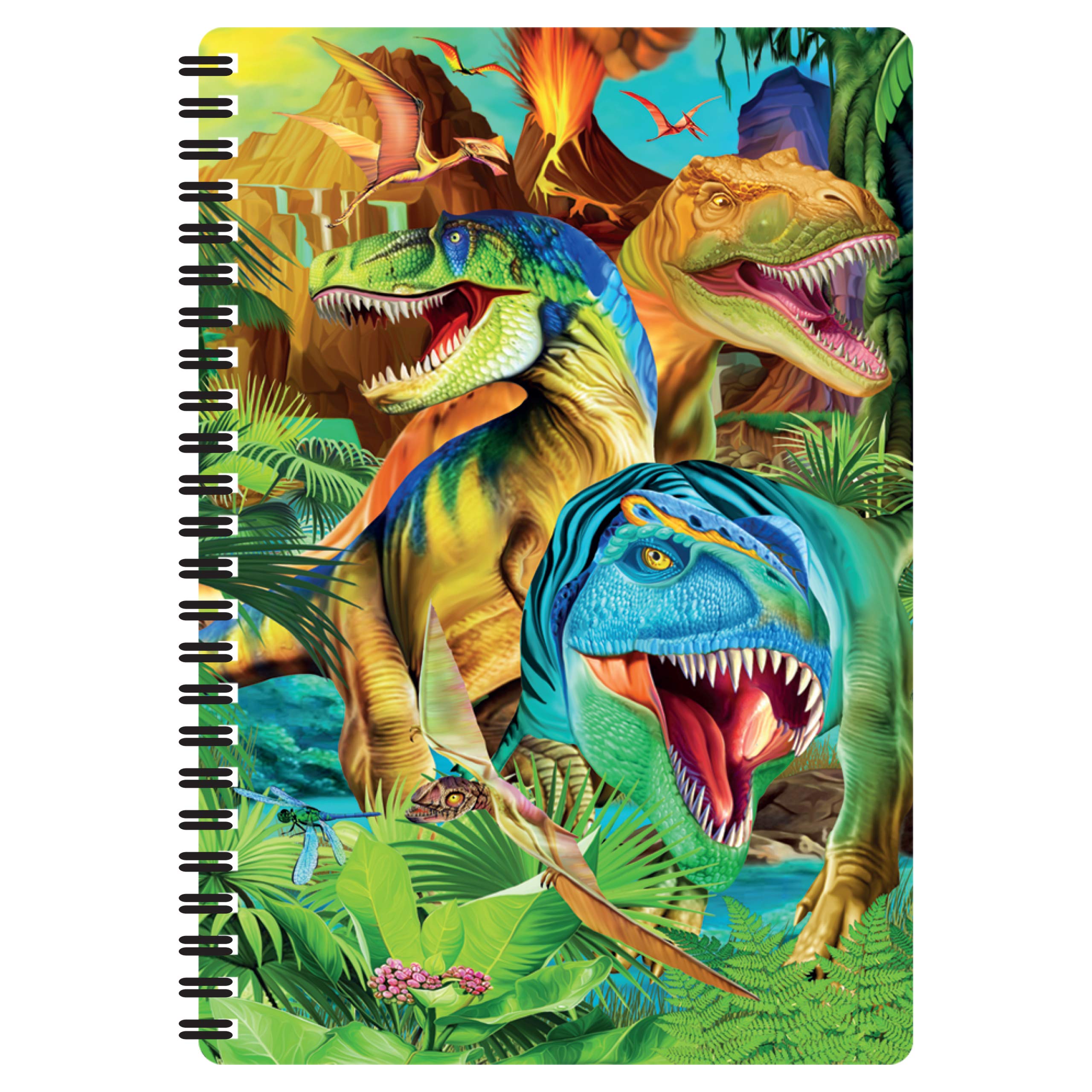 3D LiveLife A5 Notebook - Dino Smiles from Deluxebase. Spiral Bound Lined Notebook with 80 Recycled Pages, 3D Dinosaur Art Notebooks for Work, Gifts and School Supplies, (21 x 14.5 cm).