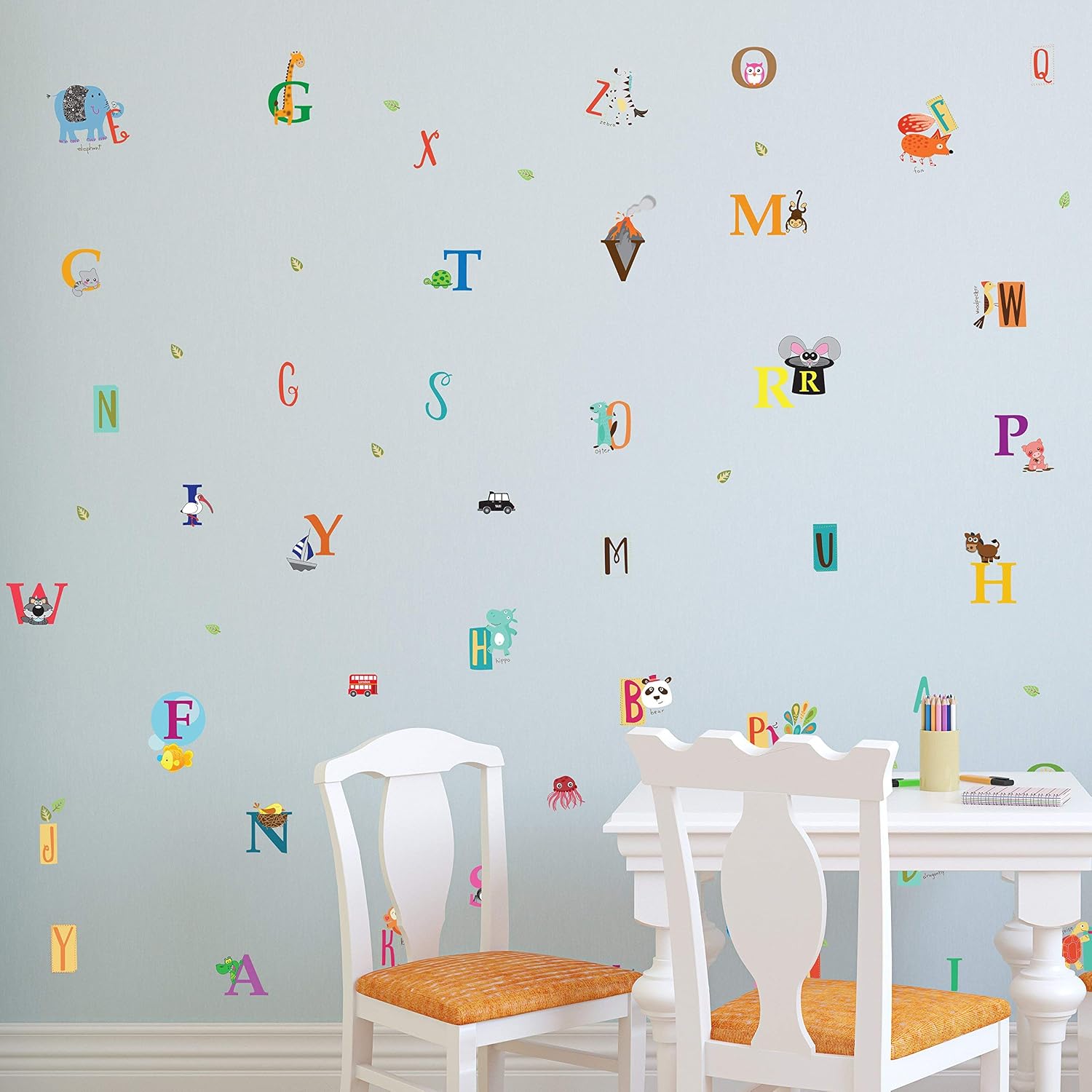 WALPLUS self Adhesive Stickers Living Room for Boys and Girls Children Wall Decal Home décor Vinyl Kitchen Quote Art Mural Happy Alphabet