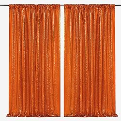 JYFLZQ Orange Sequin Backdrop Curtain 4x10ft(WxH) 2