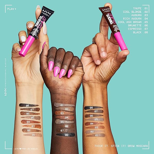 NYX PROFESSIONAL MAKEUP THICK IT STICK IT THICKENING BROW MASCARA, EYEBROW GEL – BRUNETTE