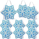 Kolldenn 12 Pcs Snowflake Party Favors Bags Glitter Small Wonderland Paper Winter Goodie Bags with Handle for Candy Treat Gift Winter Holiday Birthday Christmas Party Supplies