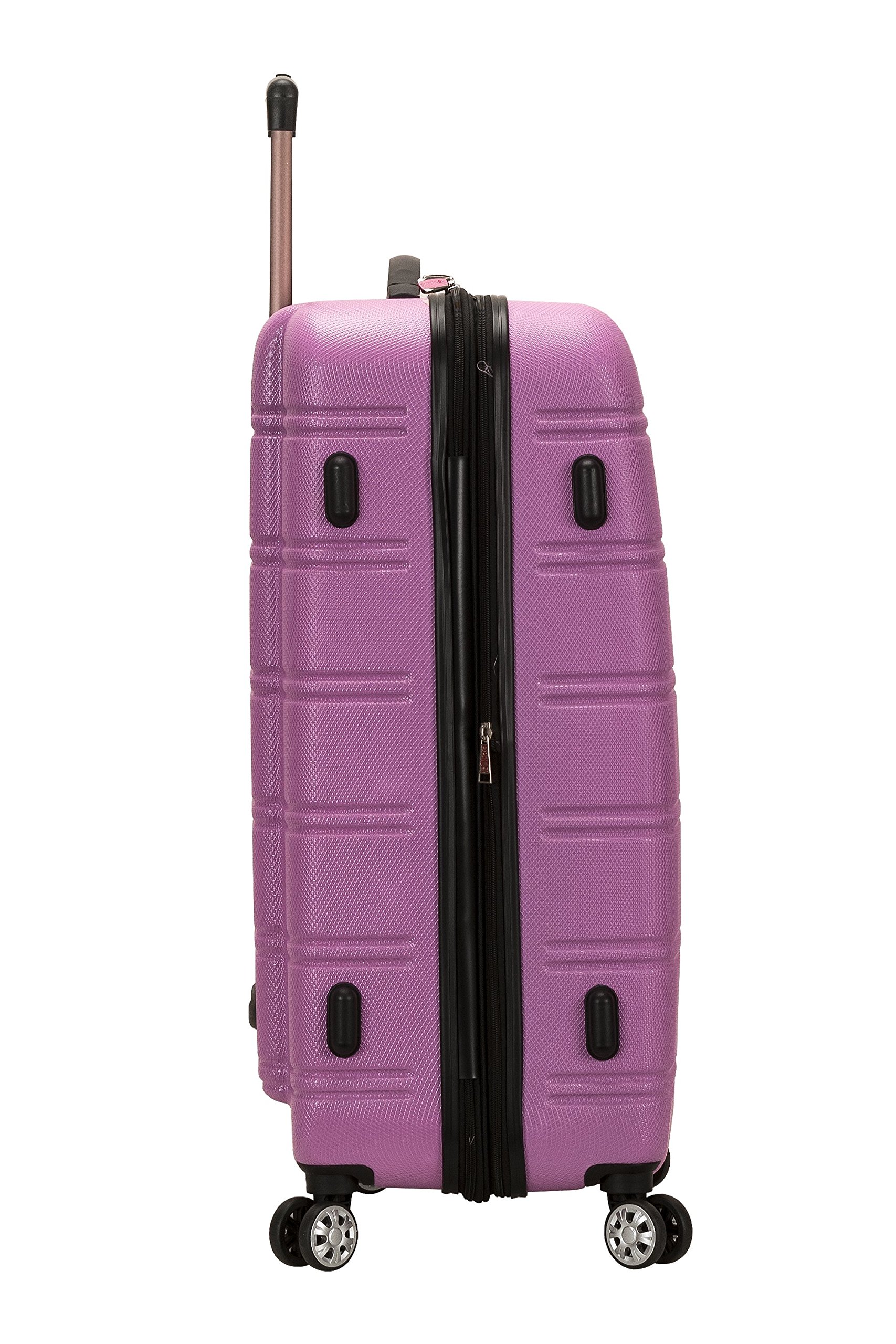 Rockland Melbourne Hardside Expandable Luggage with Spinner Wheels, Pink, Checked Large 28
