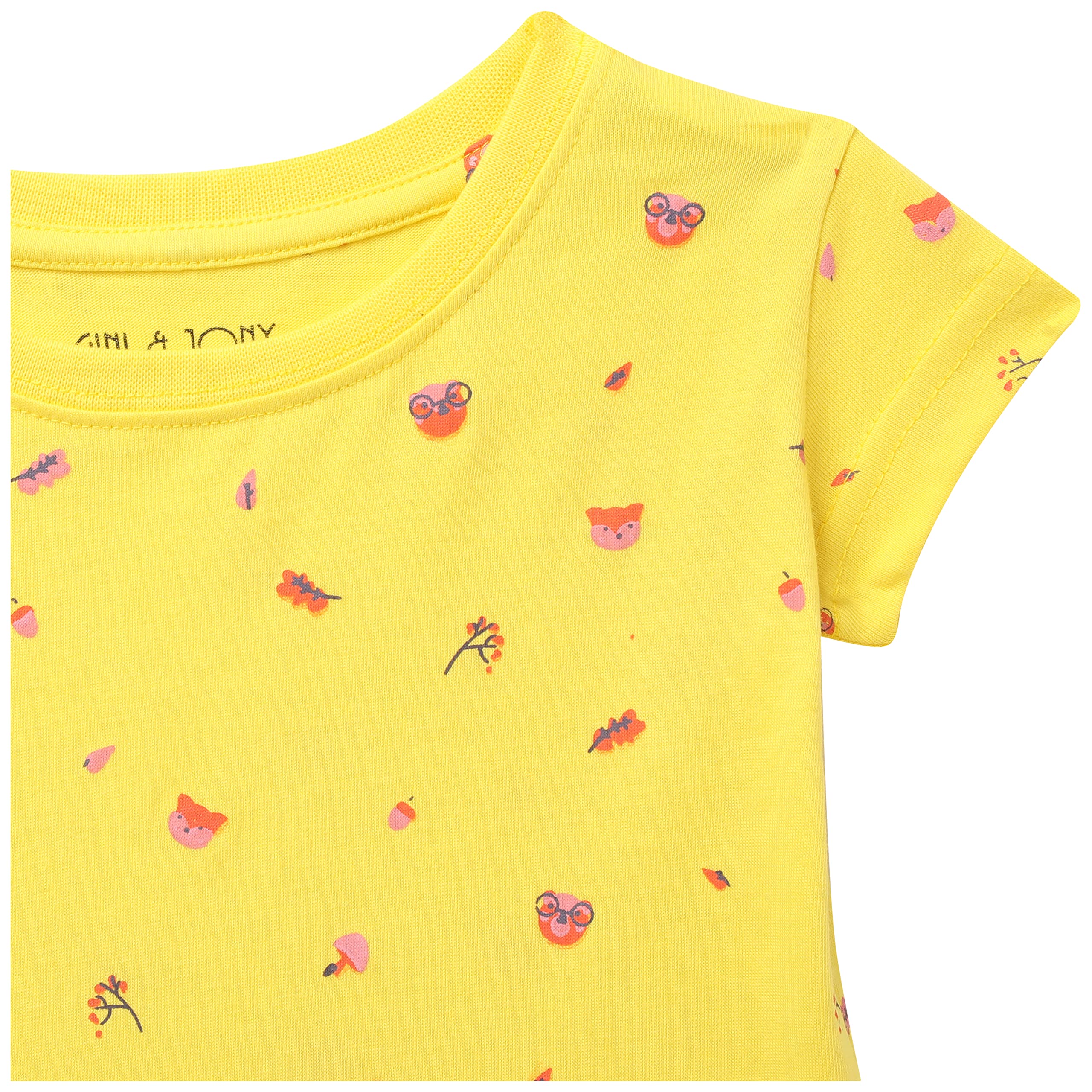 Gini & Jony Baby-Girl's Solid Regular T-Shirt (121246526208T Blazing Yellow(C317) 12M) 2