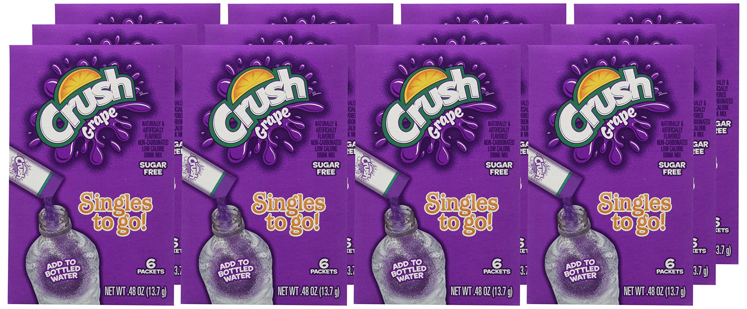 Crush Singles To Go Powder Packets, Water Drink Mix, Grape, Non
