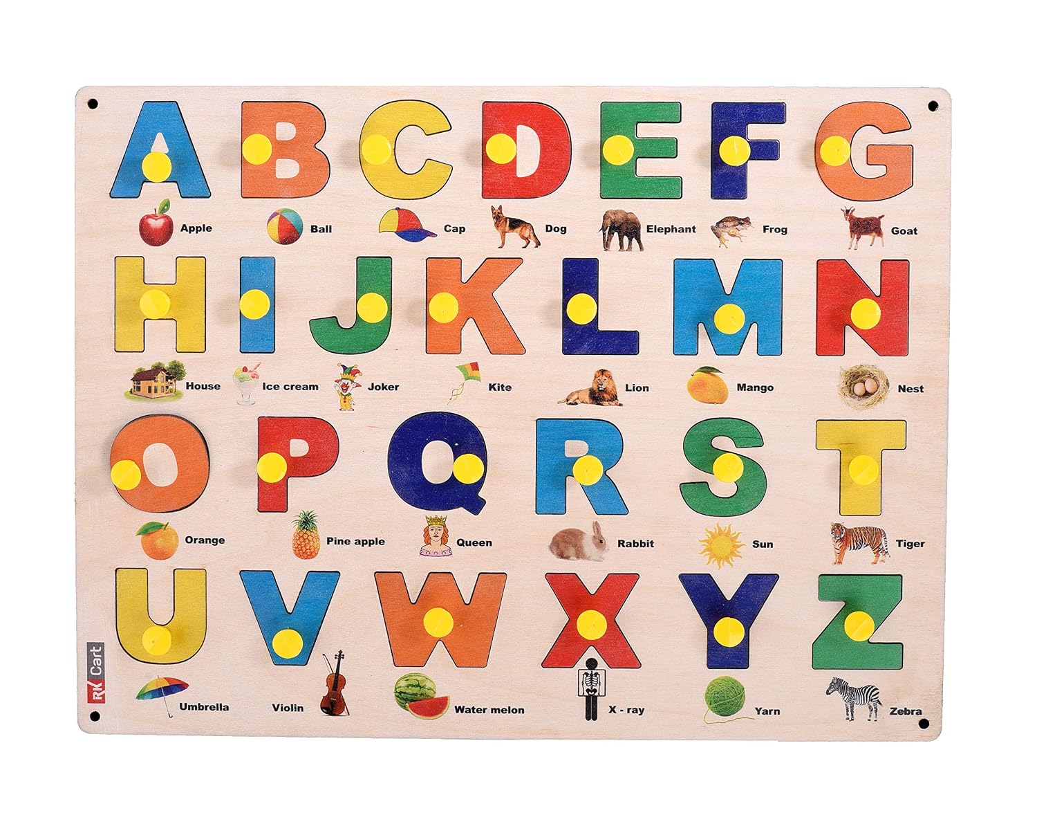Buy RK Cart Capital Letters ABCD English Alphabets Wooden Puzzle Board