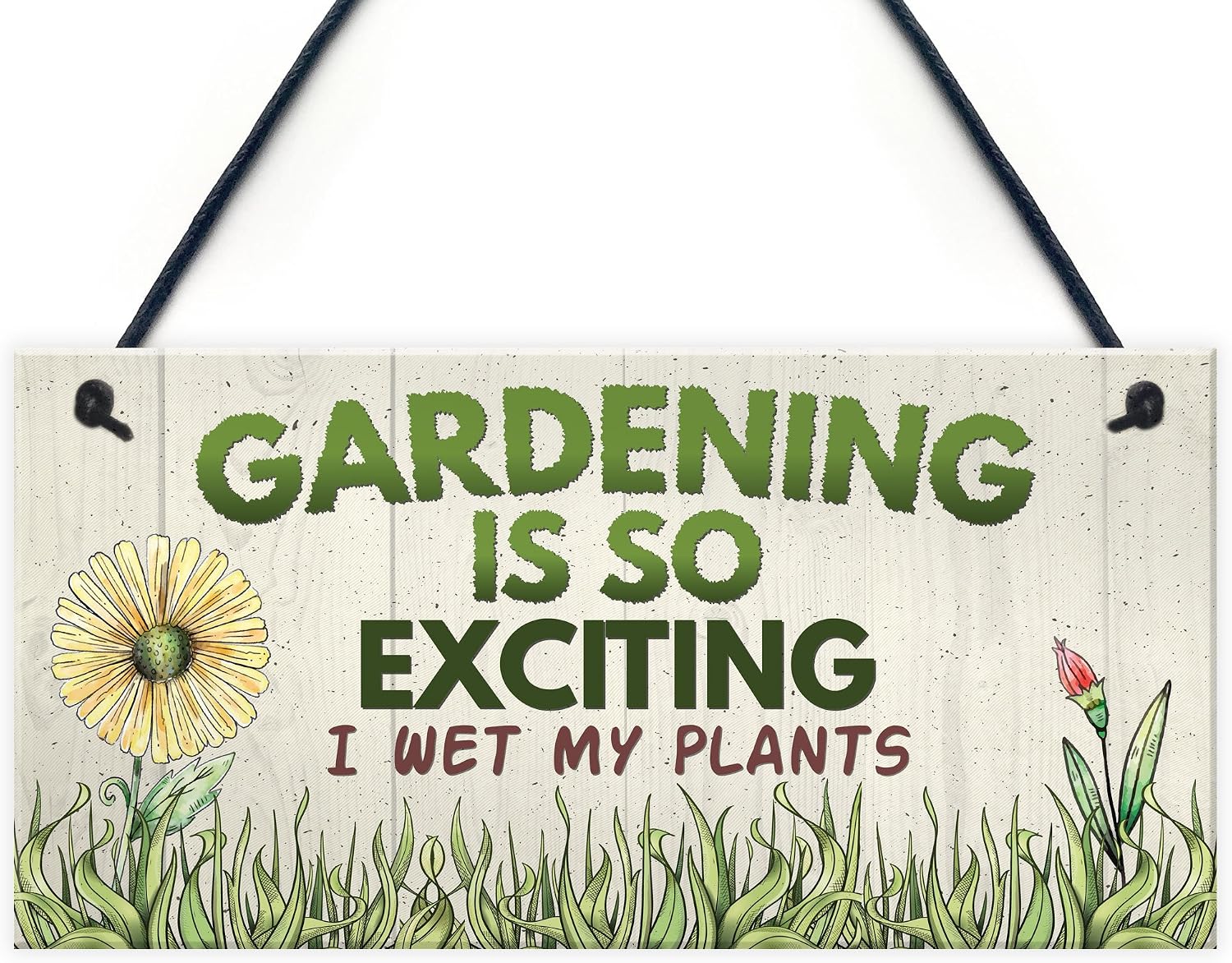 Red Ocean Gardening So Exciting Funny Novelty Hanging Sign Plaque Friendship Gift Gardening Sign, Green