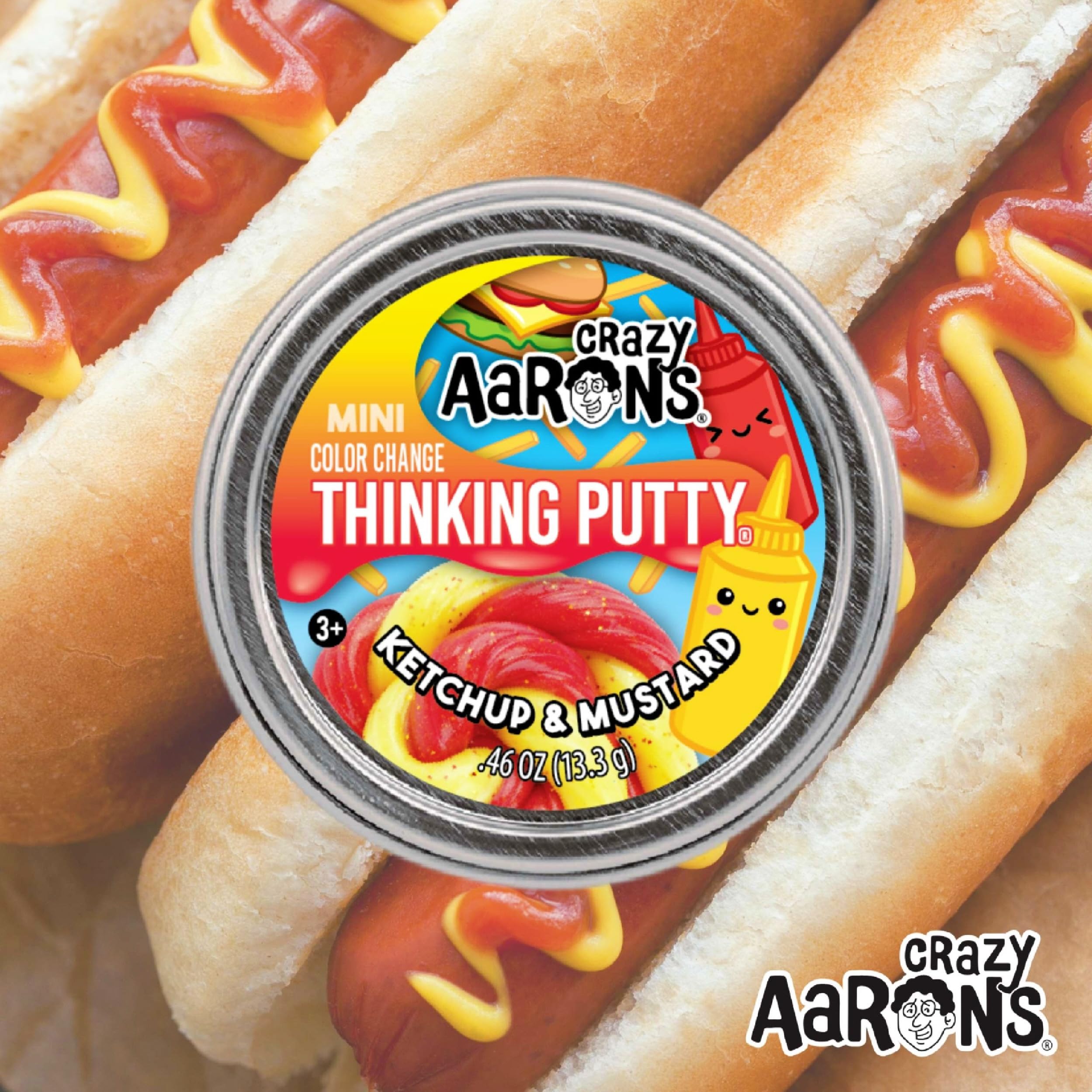 Crazy Aaron's Putty Mini Tins Ketchup & Mustard, Pickleball and Sushi Gift Set Bundle - 3 Pack (13.3g Each)