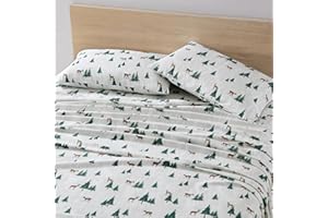 Eddie Bauer - Queen Sheet Set, Warm Breathable Cotton Flannel Bedding with Deep Pockets, Brushed for Extra Softness, Cozy Home Decor, Oeko-Tex Certified (Deer Hollow, Queen)