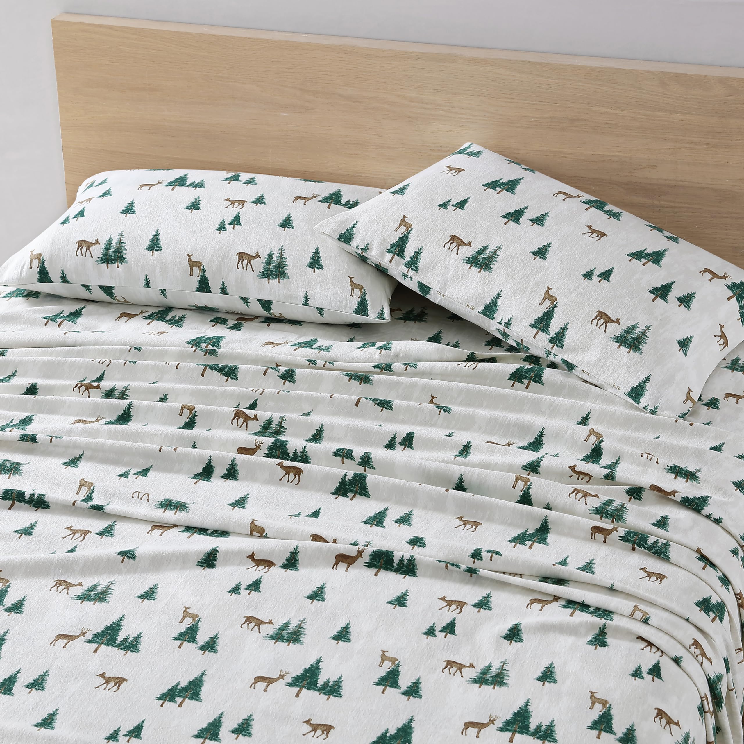Photo 1 of Eddie Bauer - Queen Sheet Set, Warm Breathable Cotton Flannel Bedding with Deep Pockets, Brushed for Extra Softness, Cozy Home Decor, Oeko-Tex Certified (Deer Hollow, Queen)