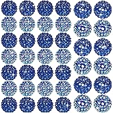 Loetere 40 Pcs 20 mm Rhinestone Beads Bulk Crystal Round Disco Ball Chunky Bubblegum Beads for Pens Bracelets Charms Craft European Style Jewelry Making Supplies Christmas(Dark Blue)