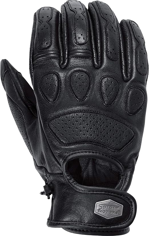 NORMAN Sommer Motorrad Handschuhe Schwarz – Leder Mit Carbon-Knöchelschutz, Größe Large