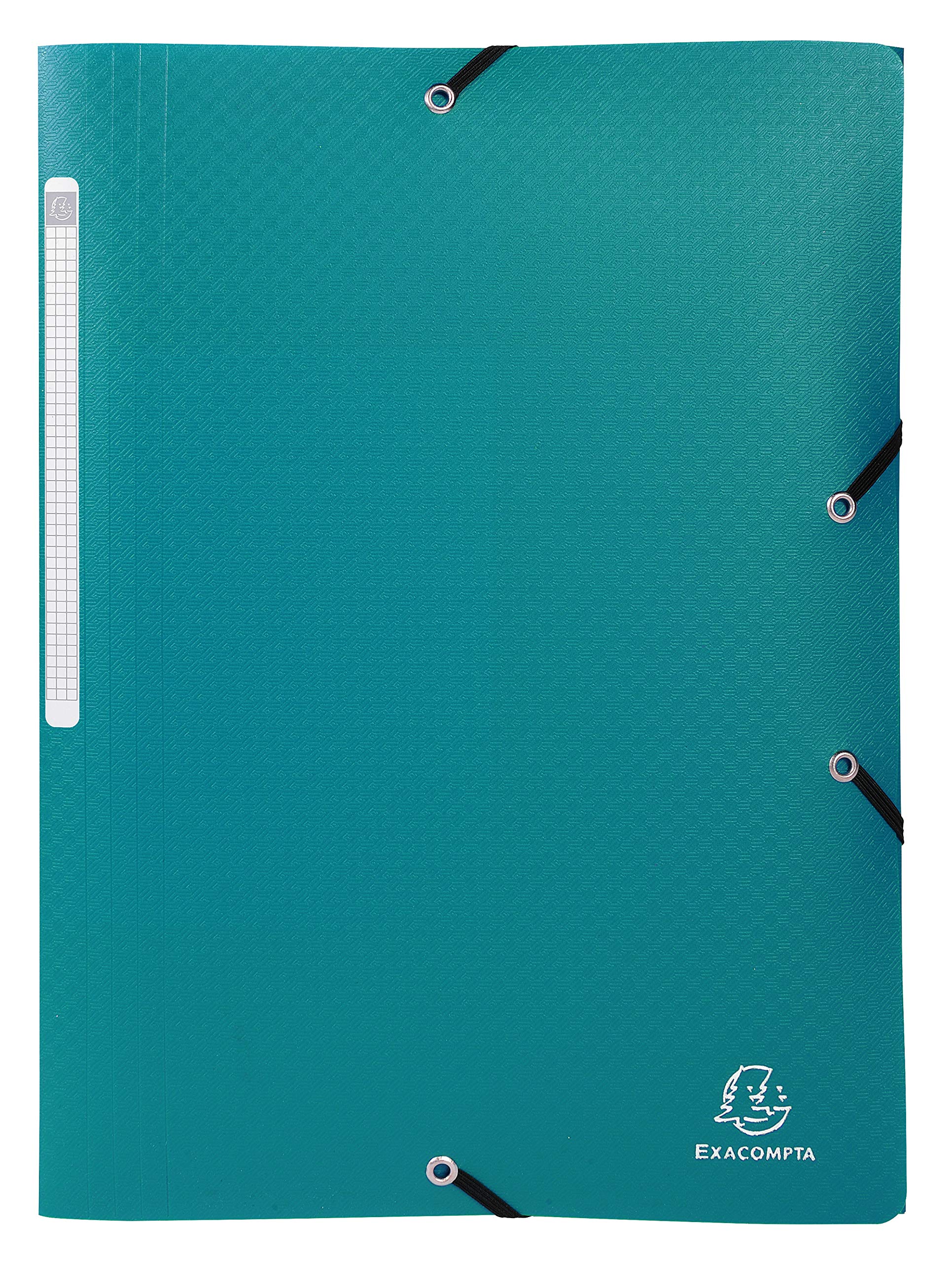 Exacompta - Ref 55083E - Opak Elasticated 3 Flap Folder -240 x 320cm in Size, Suitable for A4 Documents, Matt Polypropylene, Label on Spine - Green (Pack 10)