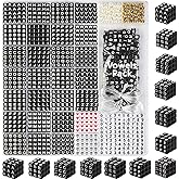 DoDoBeads 1270 Pcs Black Letter Beads Kit, Square Acrylic Alphabet Beads with Extra Vowels, Numbers and Spacers, Ideal for Friendship Bracelets Making, Perfect Craft Gifts