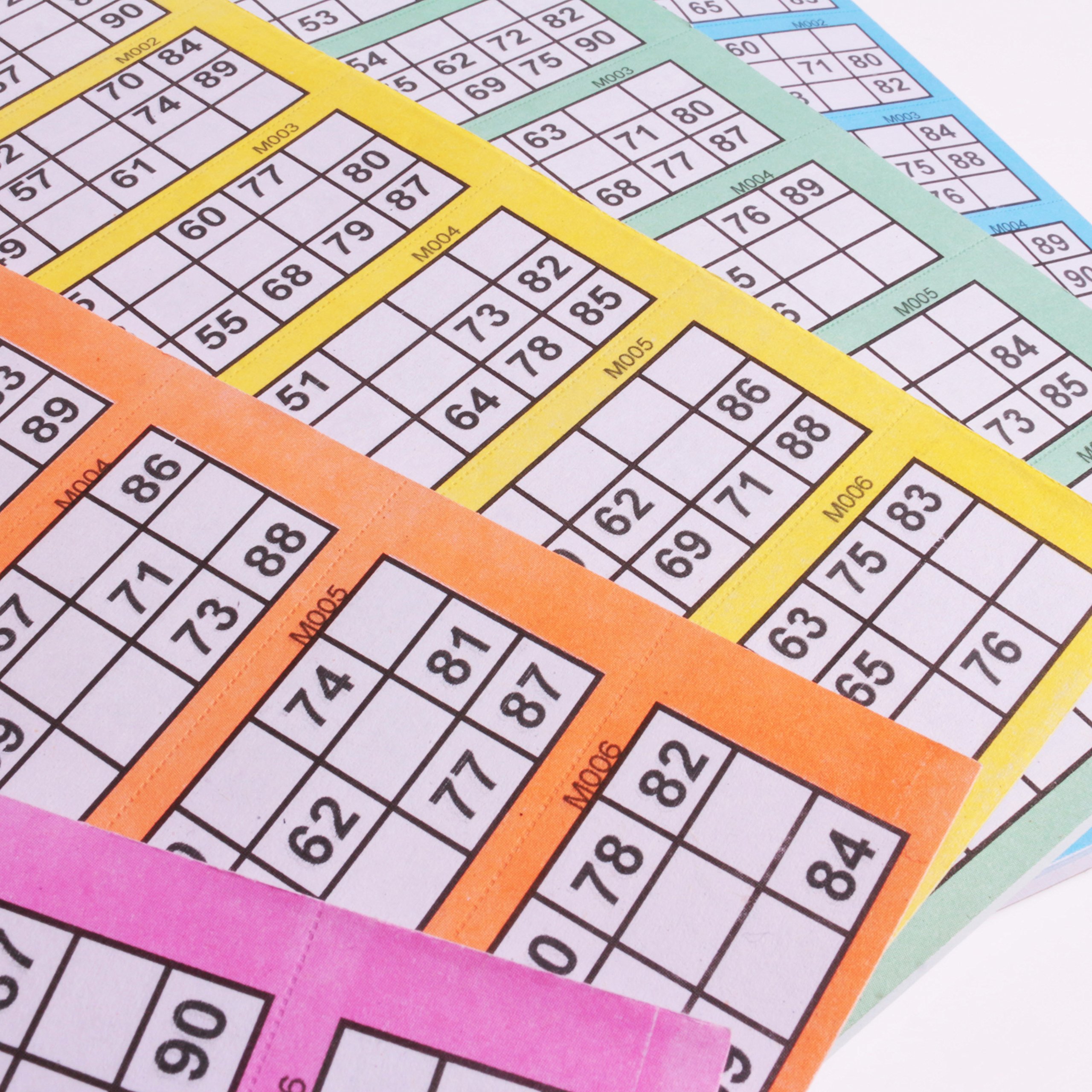 4500x Coloured Bingo Tickets - Perforated Tear Off Bingo/Raffle Sheets, 6 Tickets Per Page