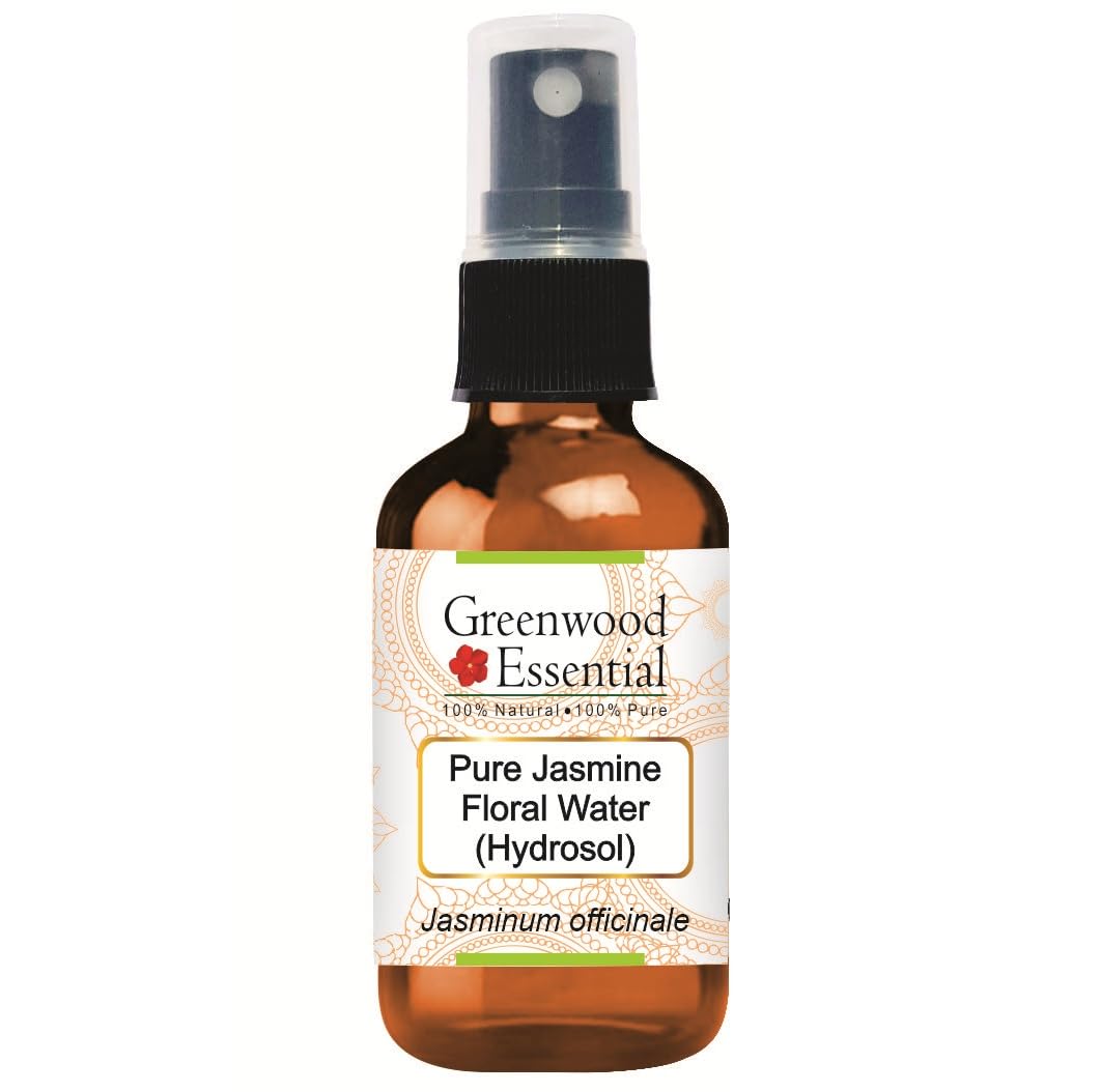 Greenwood Essential Pure Jasmine Floral Water (Hydrosol) (Jasminum officinale) Natural Therapeutic Grade 50ml (1.69 oz)
