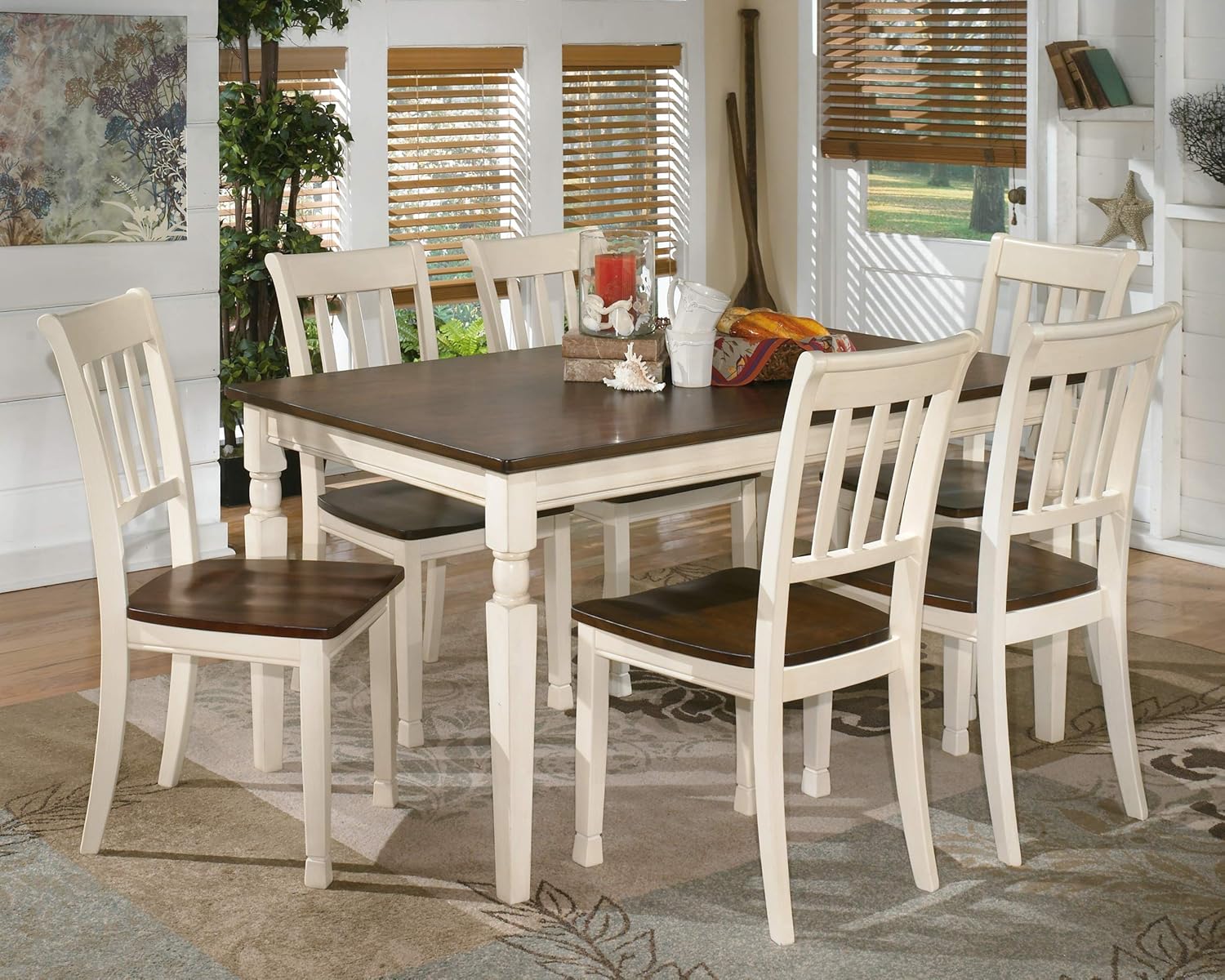 Signature Design by Ashley Whitesburg Dining Room Chair Set of 2, Brown/Cottage White - Chairs