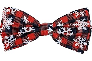 Huxley & Kent Pet Bow Tie for Dogs & Cats - Holiday Adjustable Hook & Loop Collar Accessory - Cute & Comfortable for Holidays & Celebrations - Buffalo & Snow, Large