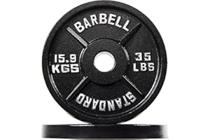 Fitvids Olympic Cast Iron Plate for Strength Training and Weightlifting, Pairs, Sets or Set with Barbell, Multiple Sizes