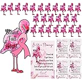 Breast Cancer Awareness Gifts Inspirational Flamingo Pink Ribbon Pin Accessories Bulk with Emotional Cards Bags Support Gifts for Women Survivor Charity Fundraiser Breast Cancer Campaign Public Events