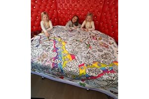 Mifidoozart Colouring Plush Blanket kit - Color Your Own Covers with Doodle Illustrations - Includes 30 Permanent Ink Fabric 