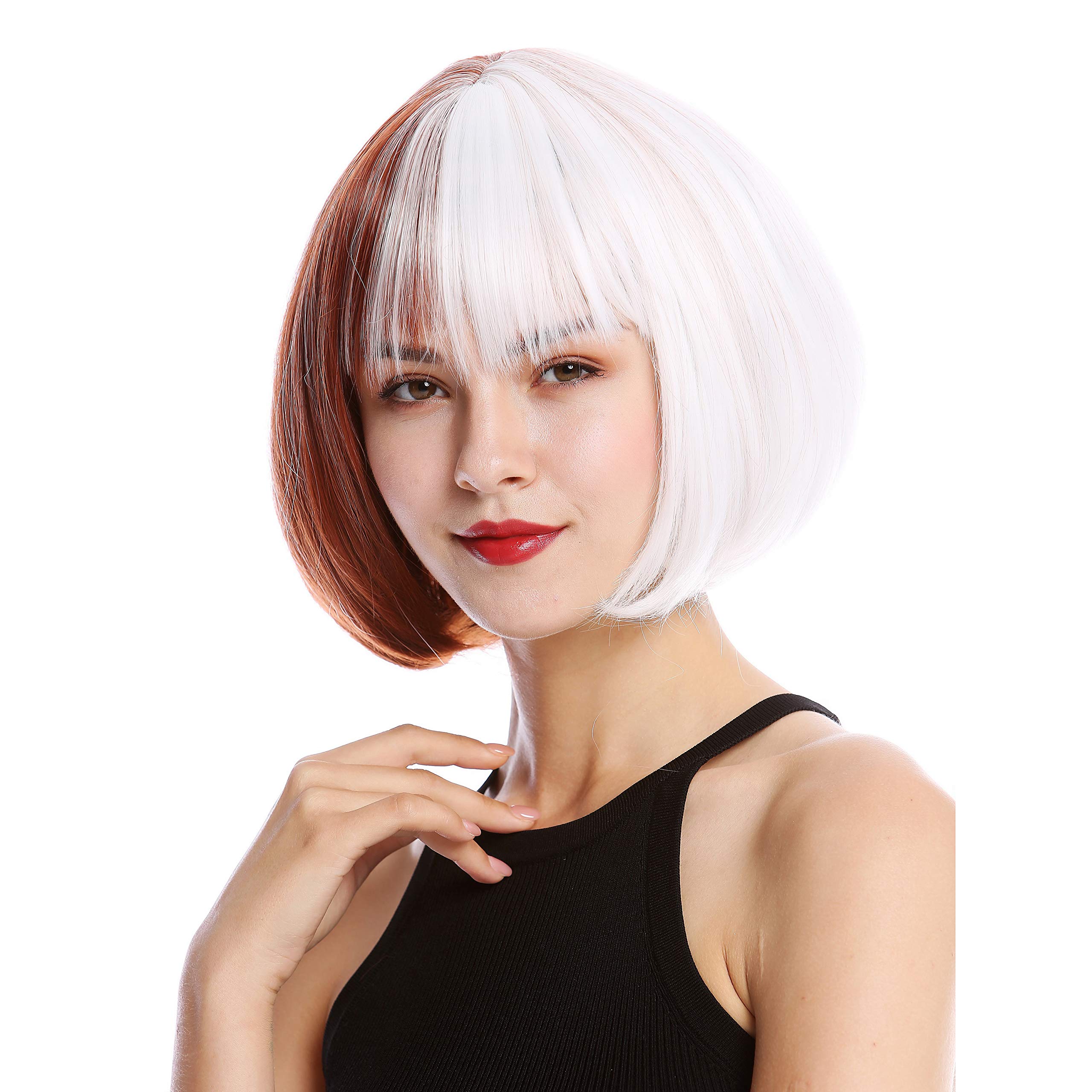 WIG ME UP - GFW2289-1001+350 Lady Quality Cosplay Wig Bob Longbob voluminous two-face vertically split two colours white red