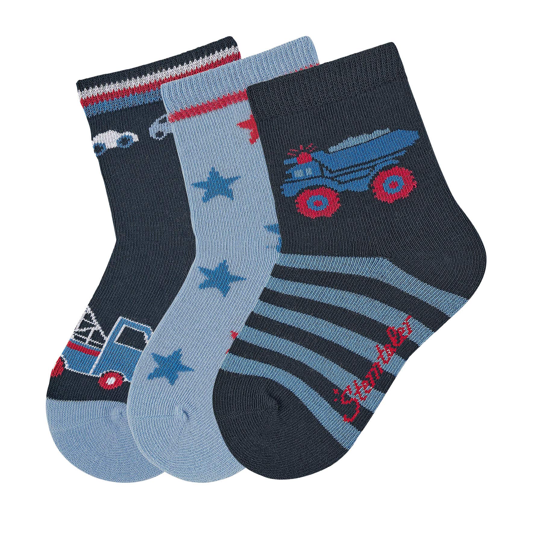 Sterntaler Baby Boys Socks 3-Pair Pack Socks, Blue (Marine 300), 6-9 Months (Manufacturer Size: 18)