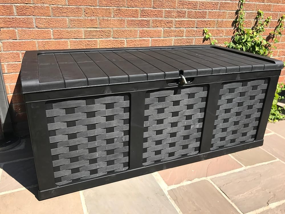 Starplast XXL 634L Garden Storage Box Black Piston Lid - Garden Store Direct