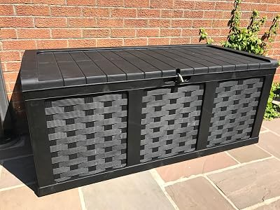 Starplast XXL 634L Garden Storage Box Black Piston Lid - Garden Store Direct