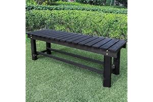 LSPYYDS Outdoor Garden Bench, 2-Person Wood Patio Bench Weatherproof Outdoor Backless Bench, Anti-Corrosion and Anti-Rust Garden Benches for Garden Lawn Porch Park Backyard (Black,35.5''/90cm)