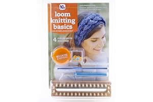 Authentic Knitting Board Knitting Reference Guide/Tool Kit, with 32 peg wood loom