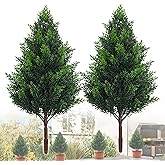DOPGIB Artificial Cedar Topiary Plants: 20 Inch (2P) UV Resistant Faux Pine Stems Shrubs Plastic Greenery for Outdoor Indoor Home Decor, Garden, Front Porch, Office, Restaurant & Holiday Party