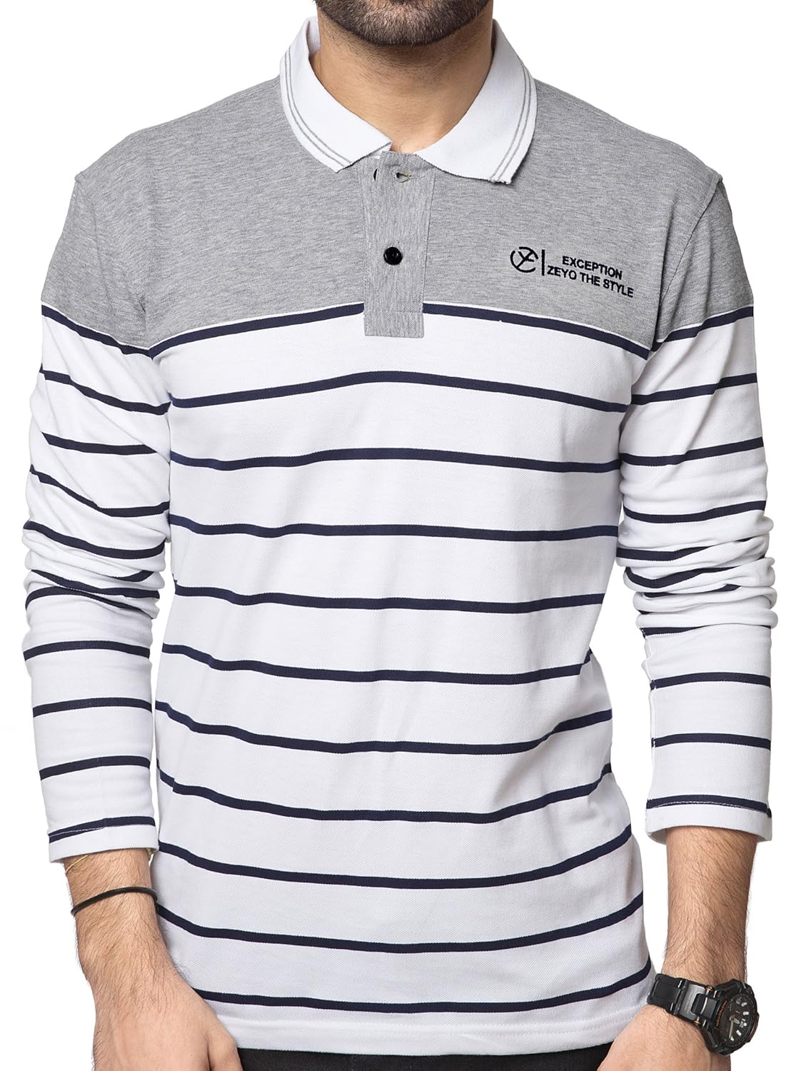 zeyo men's cotton striped t-shirt